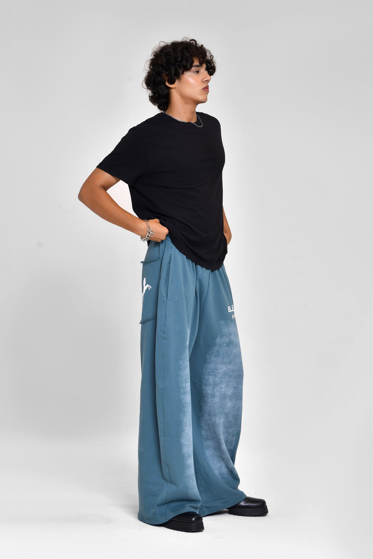 Teal Sprayed Sweatpants