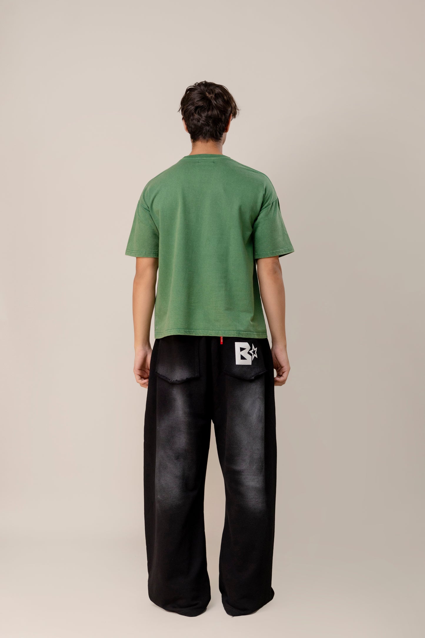 co-rd set (Green Sprayed T-Shirt & Black Spray Sweatpants)