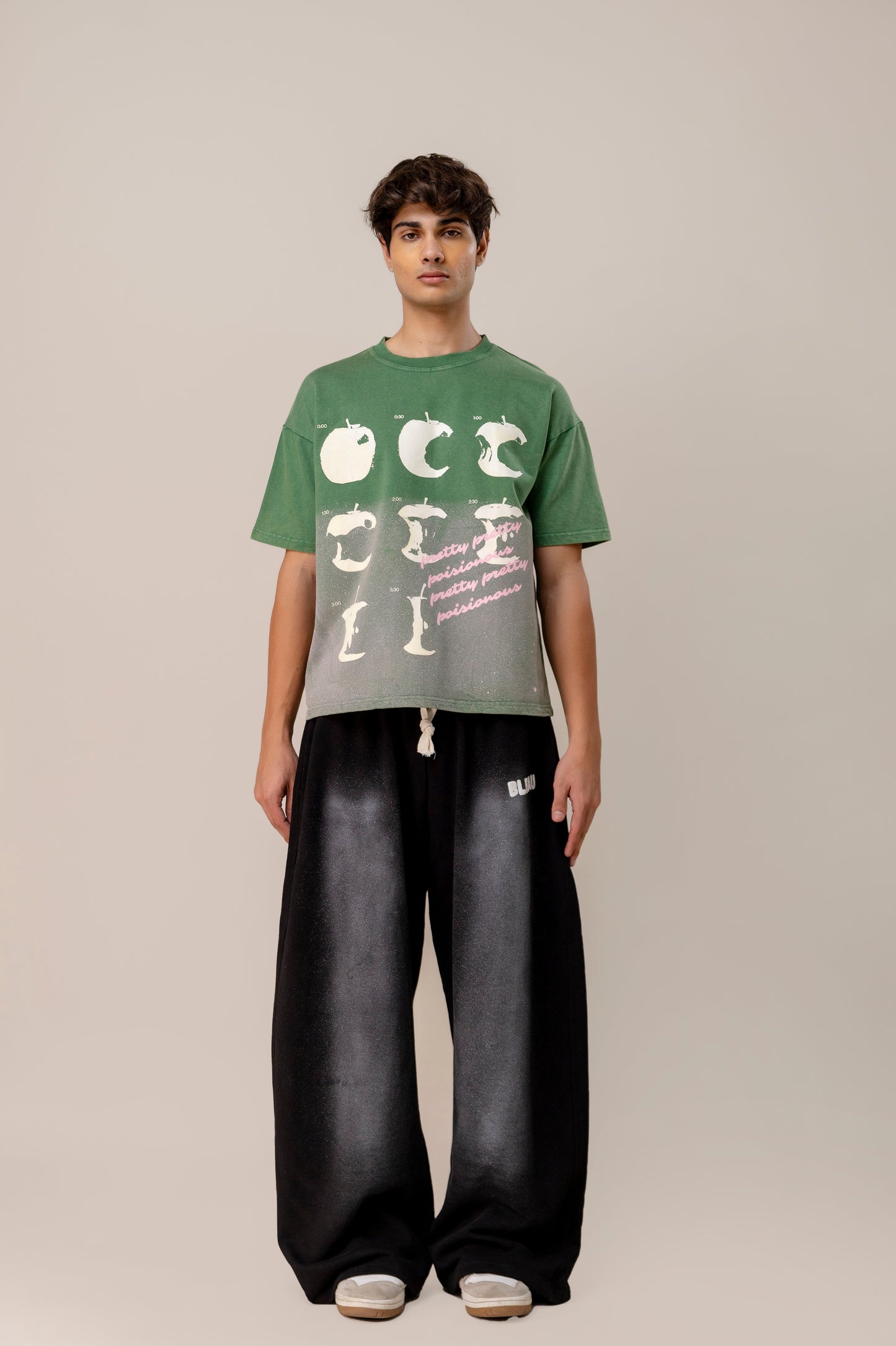 co-rd set (Green Sprayed T-Shirt & Black Spray Sweatpants)