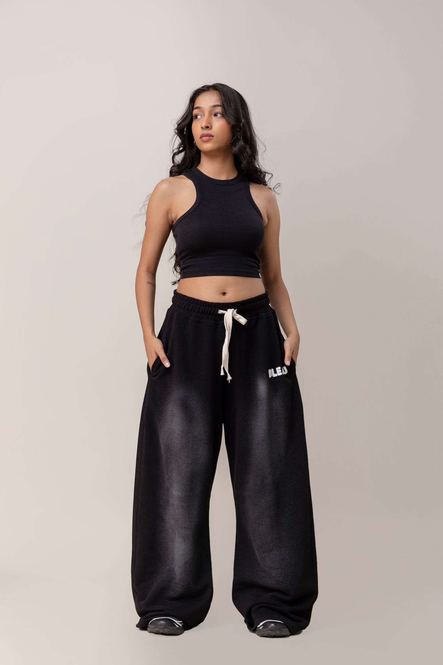 Black  Sprayed Sweatpants