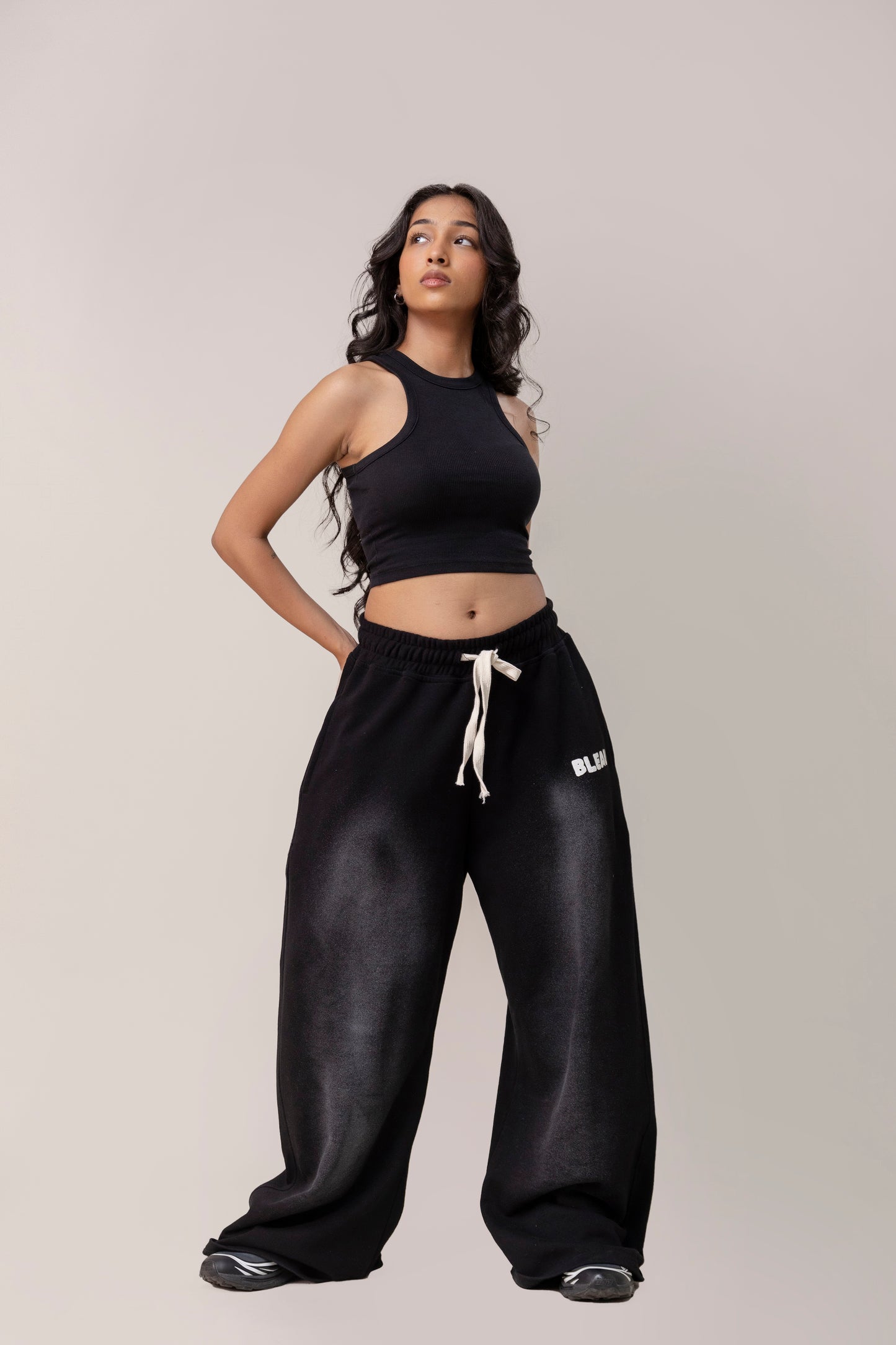 Black  Sprayed Sweatpants