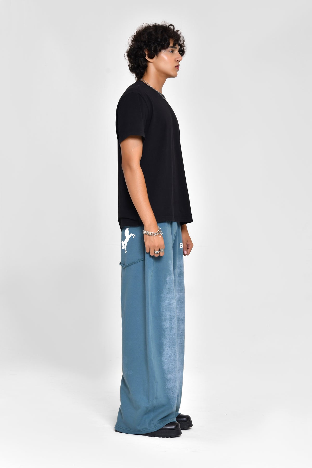 Teal Sprayed Sweatpants