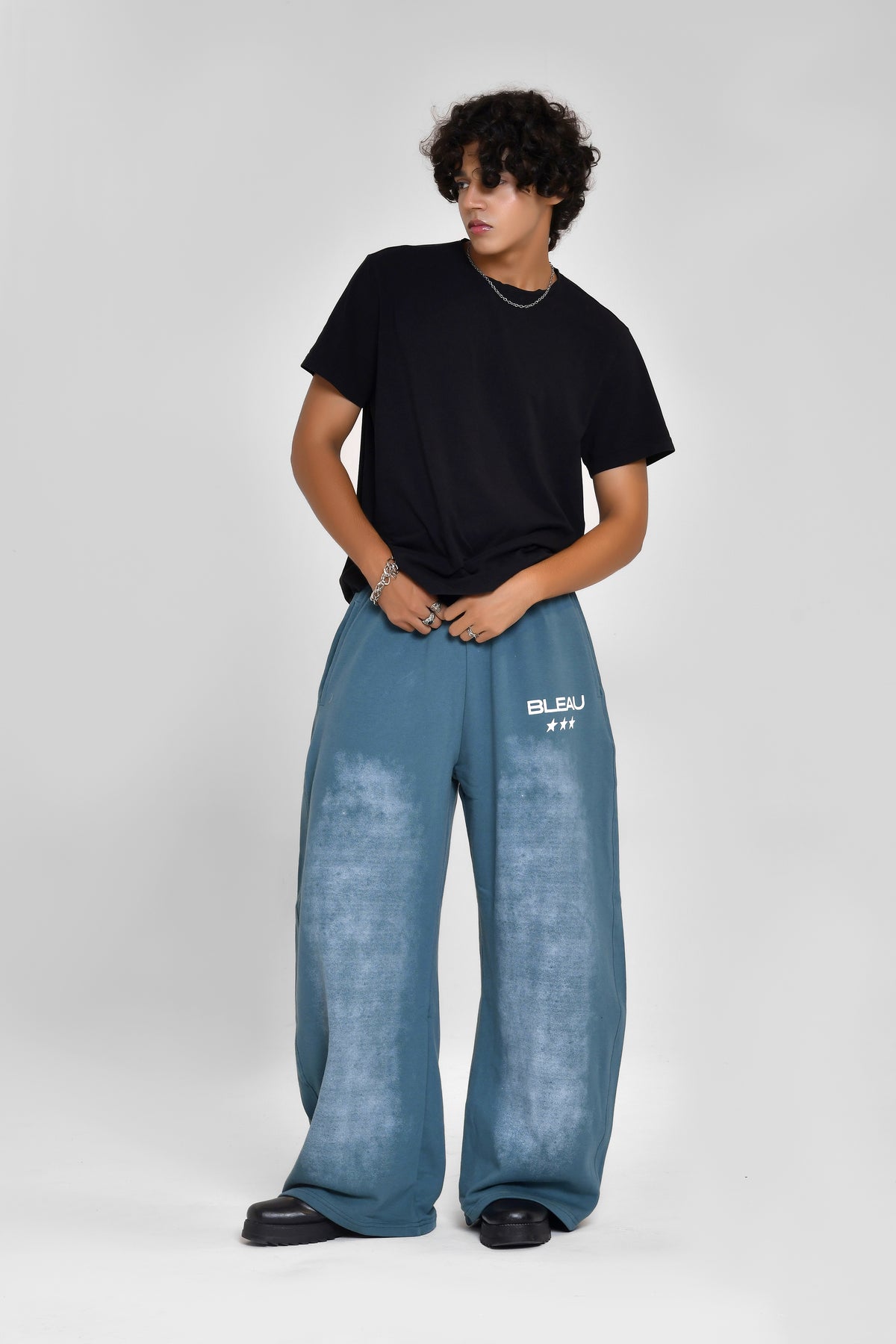 Teal Sprayed Sweatpants