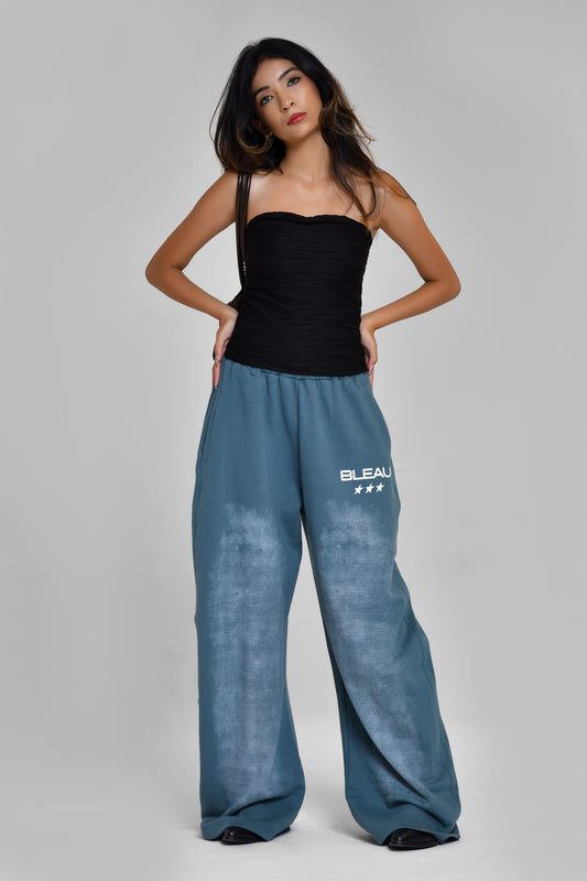 Teal Sprayed Sweatpants