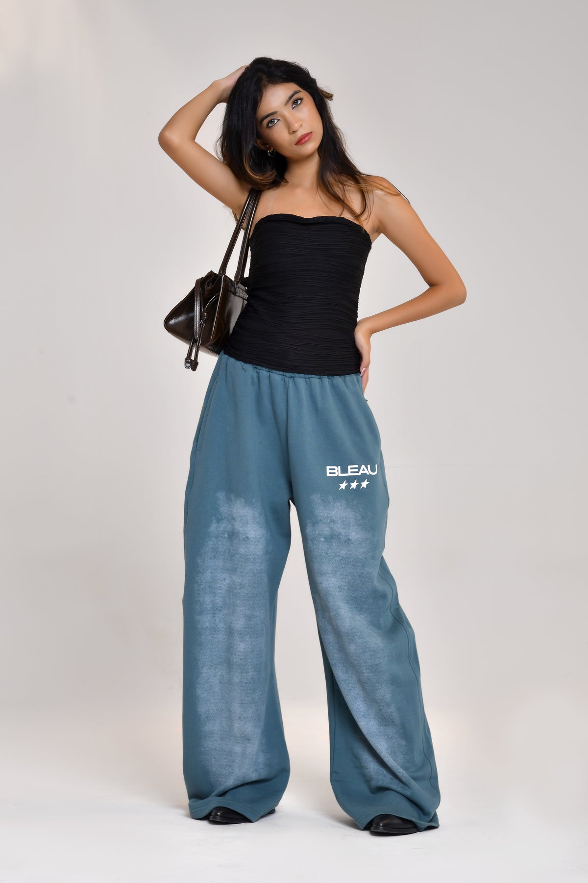 Teal Sprayed Sweatpants