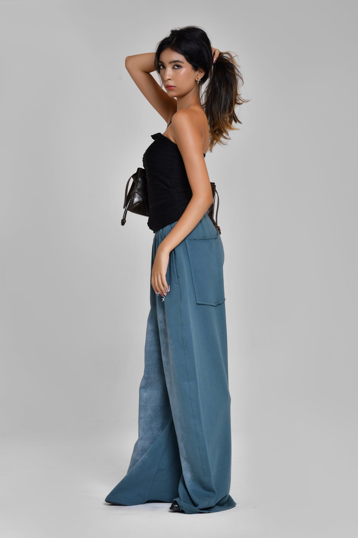 Teal Sprayed Sweatpants